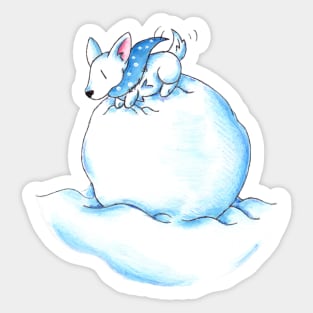 A Fluffball on a Snowball Sticker